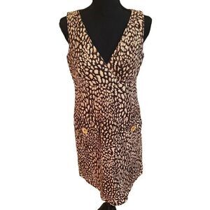 Michael Kors Women Empire Style Sleeveless Dress Cheetah Print Brown Size 6